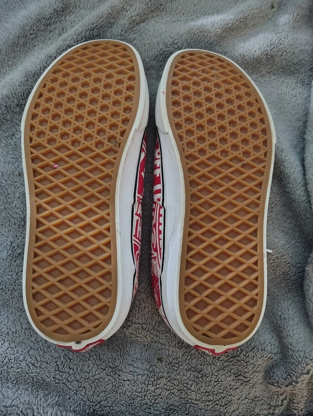 Vans Red and White Logo Print Low-Top Sneakers
